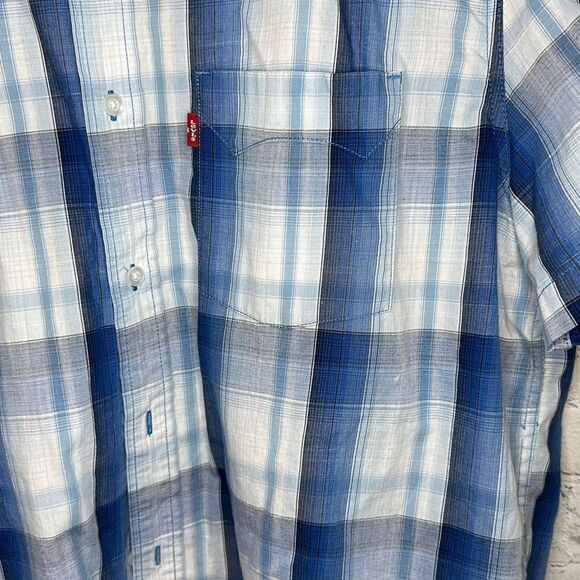 Levi’s Two Horse Brand Men’s Short Sleeve Plaid Button Down Shirt size Large - Picture 2 of 7